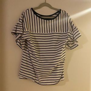 tommy hilfiger blue and white striped shirt. gently used. great condition.